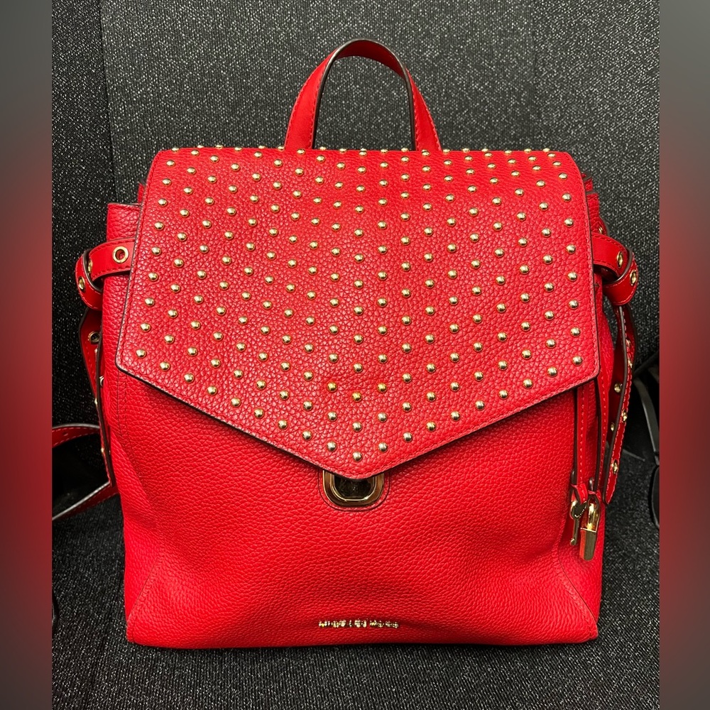 Red Michael Kors backpack purse